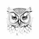 Owl orchid branch of olive tree cat tattoo design idea