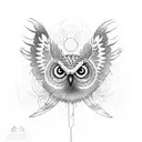 Owl flying  tattoo design idea