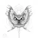 Owl flying  tattoo design idea
