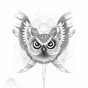 Owl flying  tattoo design idea