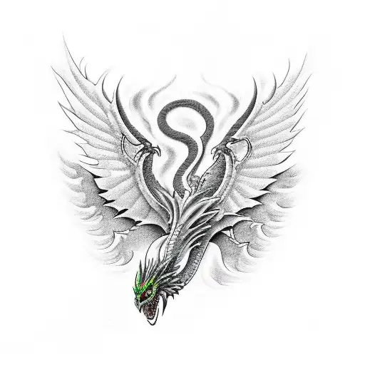 Phoenix figth with dragon tattoo design idea