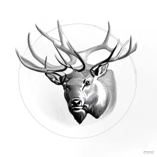 elk inside of circle tattoo design idea