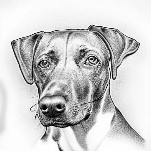 kelpie dog sitting facing away tattoo design idea