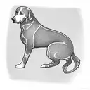 kelpie dog sitting facing away tattoo design idea