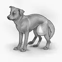 kelpie dog sitting facing away tattoo design idea