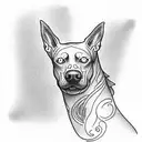 kelpie dog sitting facing away tattoo design idea