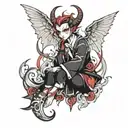 anime devil half angel tattoo design idea