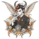 anime devil half angel tattoo design idea