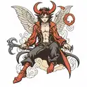 anime devil half angel tattoo design idea