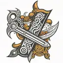 razor blade stylized tattoo design idea