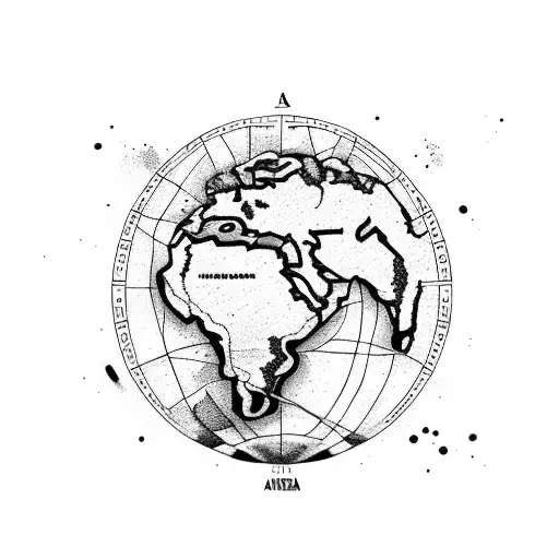 A map of South America with the flags of Brazil and Argentina overlaid, surrounded by coffee beans tattoo design idea