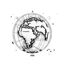 A map of South America with the flags of Brazil and Argentina overlaid, surrounded by coffee beans tattoo design idea