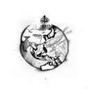 A map of South America with the flags of Brazil and Argentina overlaid, surrounded by coffee beans tattoo design idea