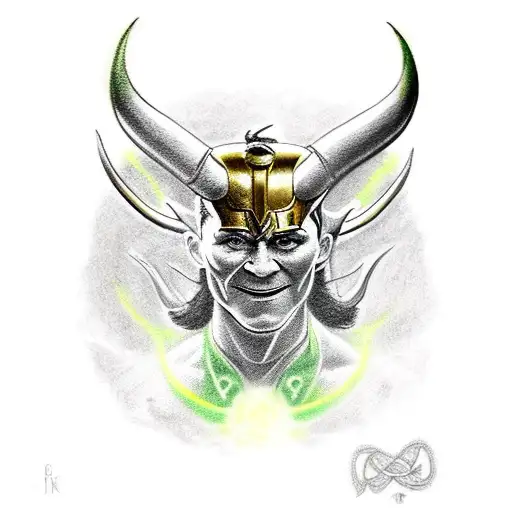 god loki with horns tattoo design idea