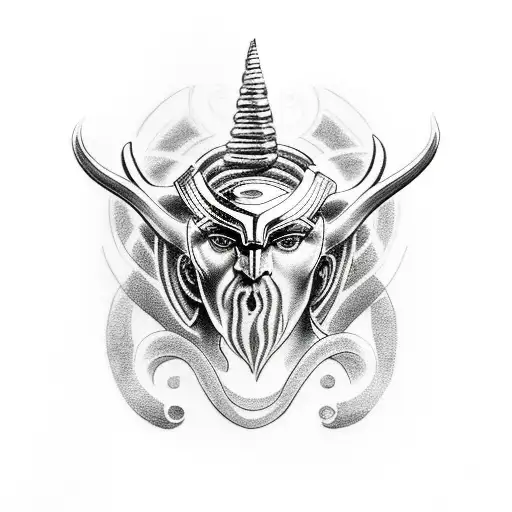greek god loki with horns tattoo design idea