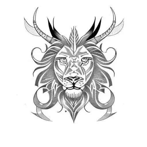 capricorn, fish, lion, sagittarius tattoo design idea