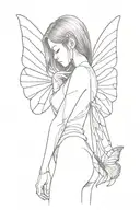 half butterfly and half girl wings from a butterfly and the body of a girl tattoo design idea
