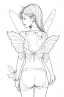 half butterfly and half girl wings from a butterfly and the body of a girl tattoo design idea