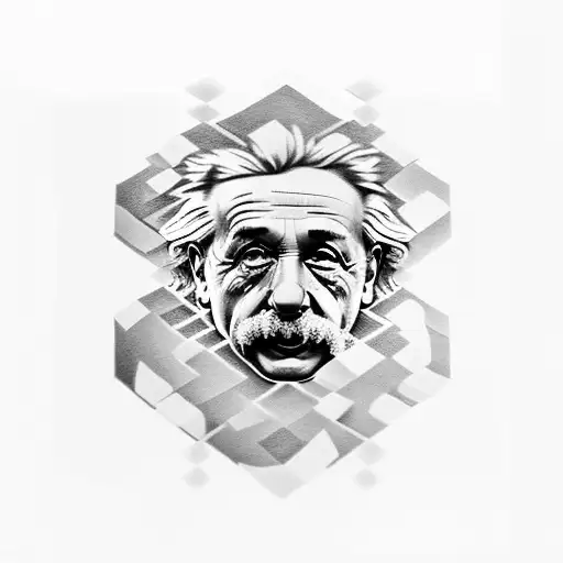 rubiks cube, einstein, skull, magic tattoo design idea