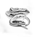 A full snake mouth open on thumb and first'finger  tattoo design idea