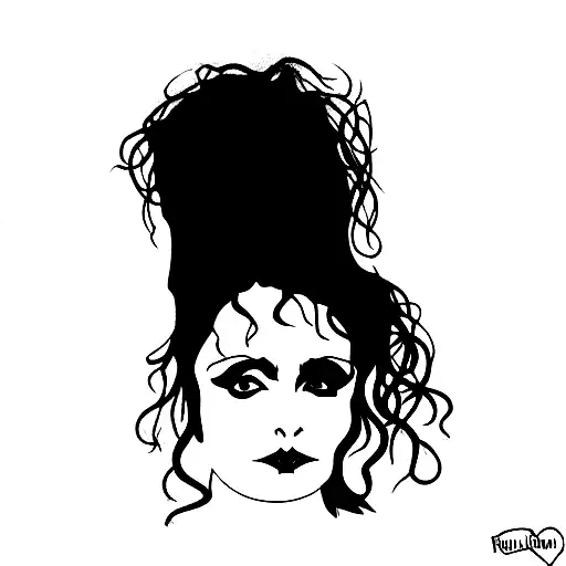 fullbody Helena Bonham Carter as Bellatrix Lestrange  tattoo design idea