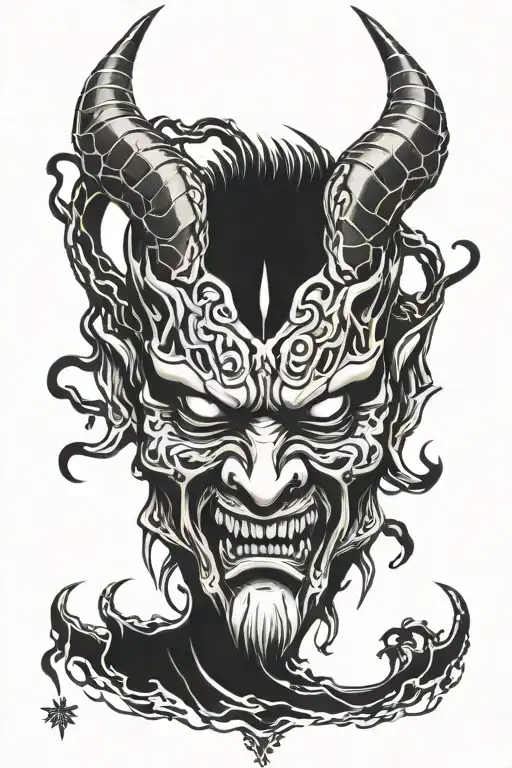 Omerta oni demon mask tattoo design idea