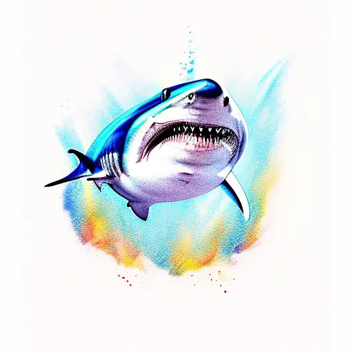 blue Shark tattoo design idea