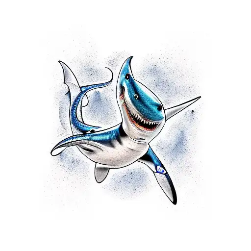 blue Shark tattoo design idea