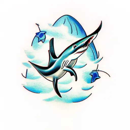 blue Shark tattoo design idea