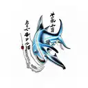 blue Shark tattoo design idea