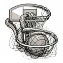 A basketball hoop with a snake wrapped around it, symbolizing Kobe Bryant's Mamba Mentality tattoo design idea