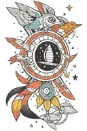 space and indigenous tattoo design idea