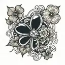 Make a tattoo  image on the idea of 5 leaf clover and inside its  show mother secrifices and aquarium  star signs  tattoo design idea