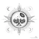 icarus paradise with two sides, moon and sun tattoo design idea