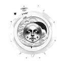 icarus paradise with two sides, moon and sun tattoo design idea