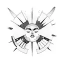icarus paradise with two sides, moon and sun tattoo design idea