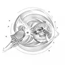 tattoo with strong lines, icarus paradise with two sides, moon and sun tattoo design idea