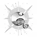 tattoo with strong lines, icarus paradise with two sides, moon and sun tattoo design idea