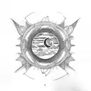 tattoo with strong lines, icarus paradise with two sides, moon and sun tattoo design idea