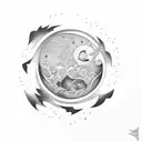 tattoo with strong lines, icarus paradise with two sides, moon and sun tattoo design idea