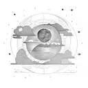 tattoo with strong lines, icarus paradise with two sides, moon and sun tattoo design idea