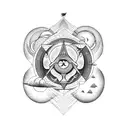 tattoo with strong lines, icarus paradise with two sides, moon and sun tattoo design idea