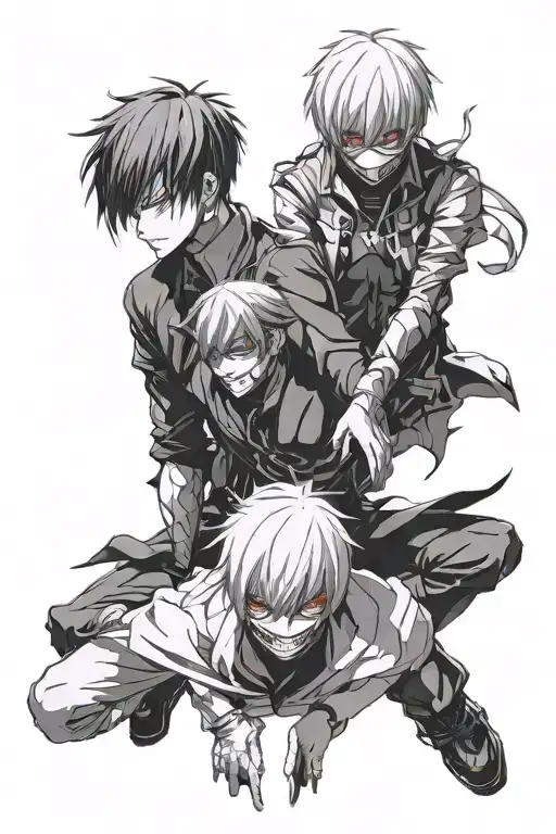 Kaneki Ken and Rize form Tokyo Ghoul tattoo design idea