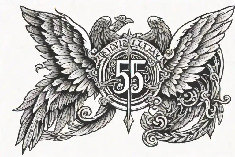 roman numeral 5 with angel wings spread tattoo design idea