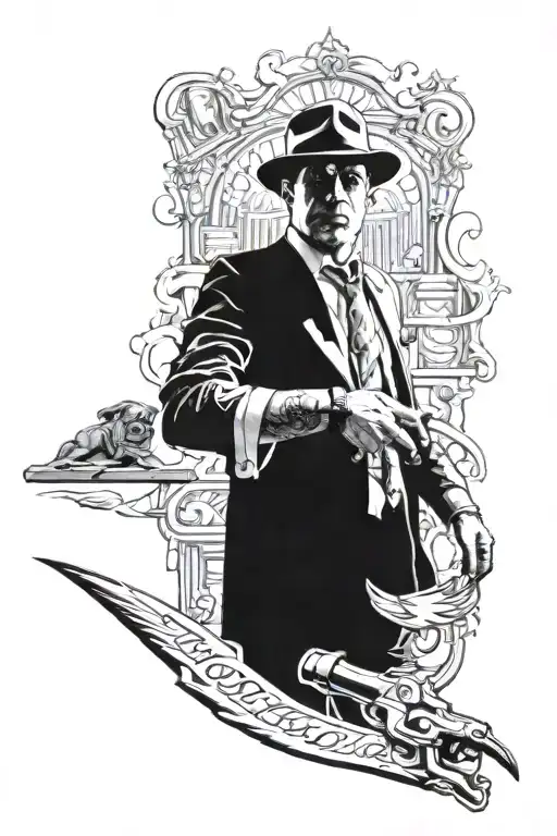 A arm tattoo with Leonard "L'a capone" Anderson and OTF tattoo on his hand tattoo design idea