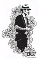 A arm tattoo with Leonard "L'a capone" Anderson and OTF tattoo on his hand tattoo design idea