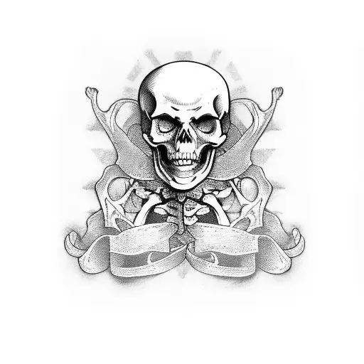 skeleton and coffin tattoo design idea