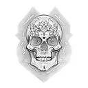 skeleton and coffin tattoo design idea