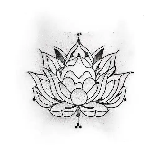 Japanese "Lotus Flower" Tattoo Idea BlackInk AI
