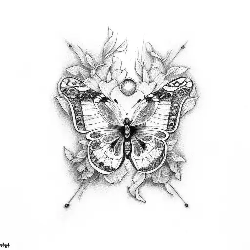 date of death with butterfly  tattoo design idea